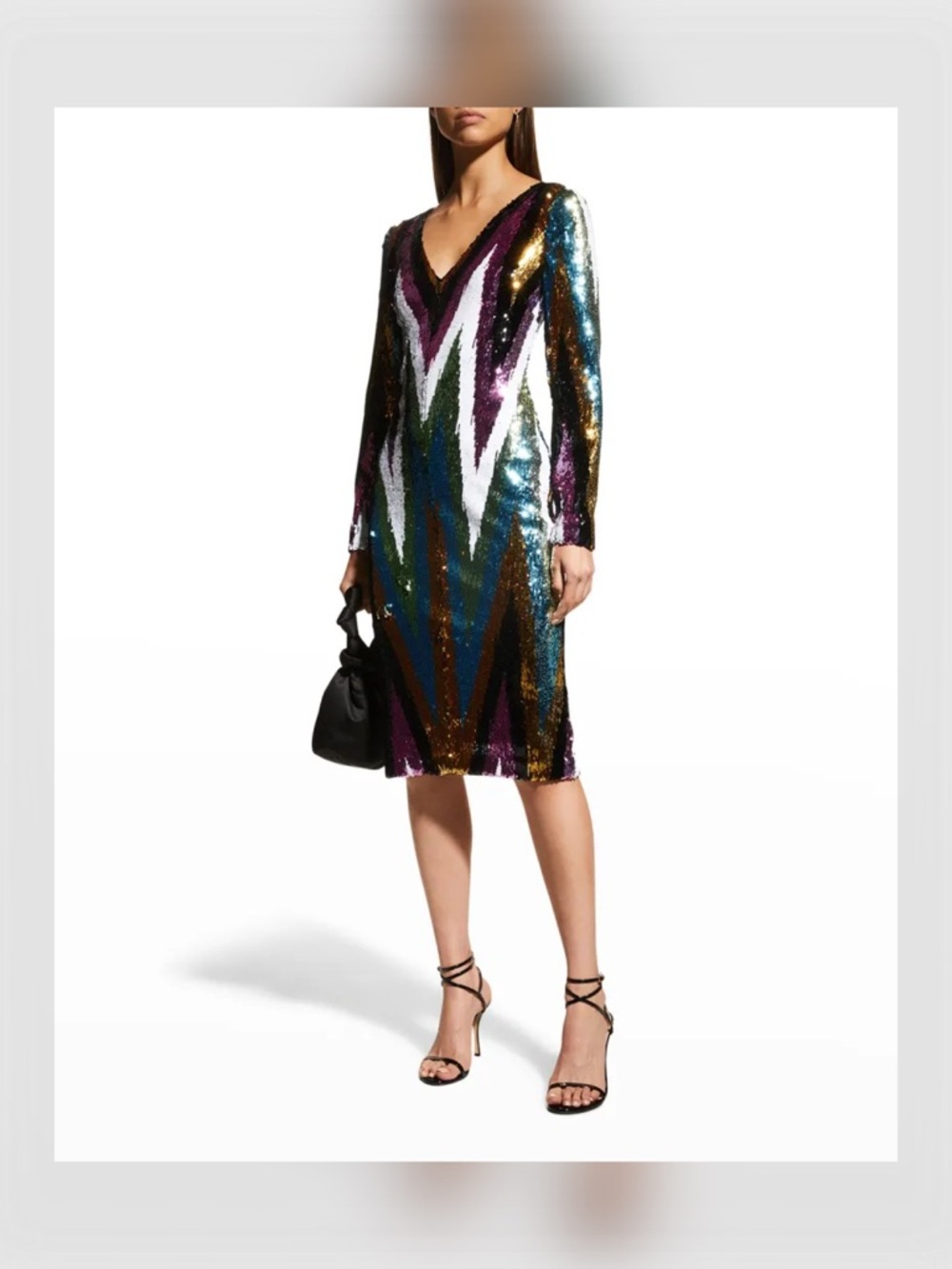 BADGLEY MISCHKA Stretch Sequin Chevron Party Dress - Picture 14 of 14